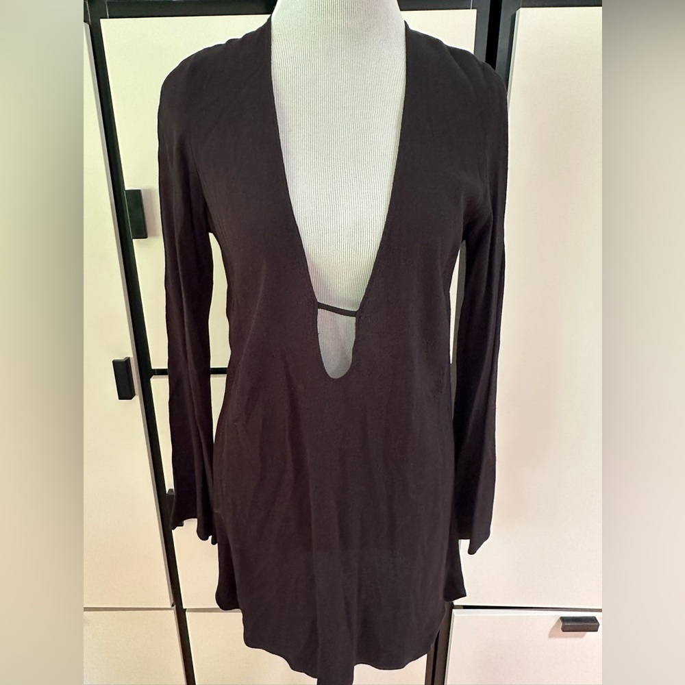 Reformation Black Deep V-Neck Tunic